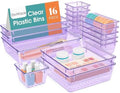 16 PCS Drawer Organizer Set, 5 Size Bathroom and kitchen organizer Trays
