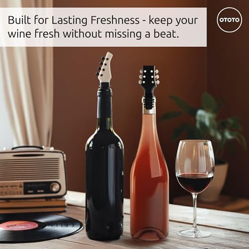 OTOTO Guitar Wine Stoppers Set - Wine Cork, Wine Cap - Unique Kitchen Gadgets, Cooking Gifts for Women, Kitchen Essentials, Kitchen Utensils, Funny Gift, Kitchen Accessories - (Cork n' Roll)