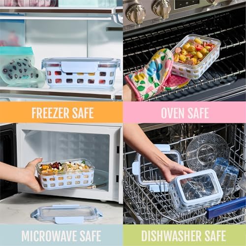 Ello Duraglass 3.4 Cup Glass Meal Prep Containers, 10 Pc, 5 Pack, Meadow