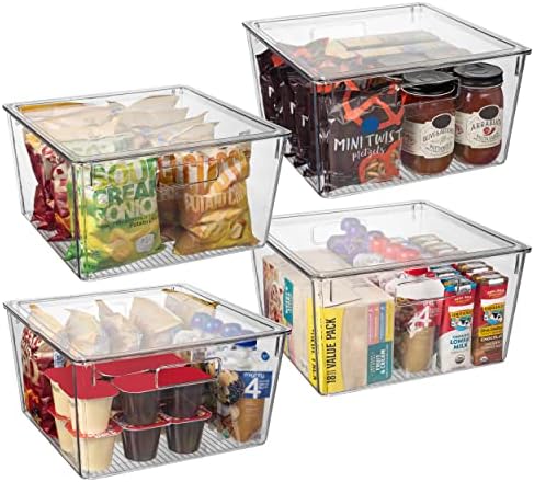 ClearSpace Plastic Storage Bins with Lids, Pantry Organizer, XL, 4 Pack
