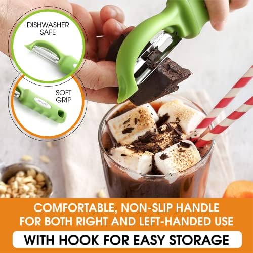 Spring Chef Swivel Vegetable Peeler for Kitchen w/Soft Grip Handle, Green