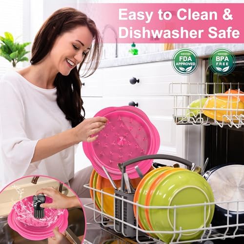 Chicken Shredder Tool Twist Large Meat Shredder with Brush&Fork, Hot Pink