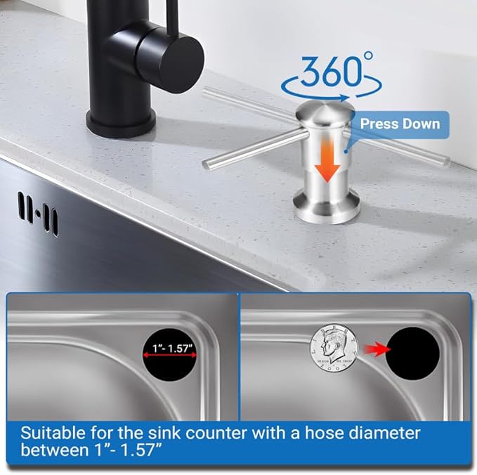 Yofidra Soap Dispenser for Kitchen Sink: Built in Sink Soap Dispenser Pump - Image 6