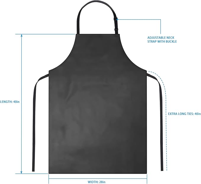 Gotega Waterproof Rubber Vinyl Apron Adjustable Dishwasher Apron - Image 2