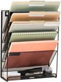 Mind Reader 5-Pocket Vertical File Storage, Desktop Organizer, Wall Mount, Office, Metal Mesh, Black