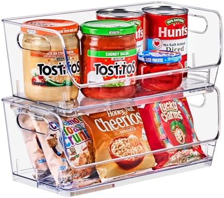 Sorbus Clear Pantry Organizer with Stackable Storage Bins, Open Front
