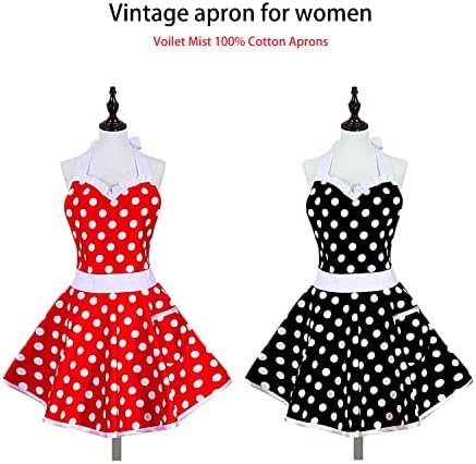 Violet Lovely Sweetheart Aprons for Women With Pocket Retro Dot Cute Aprons