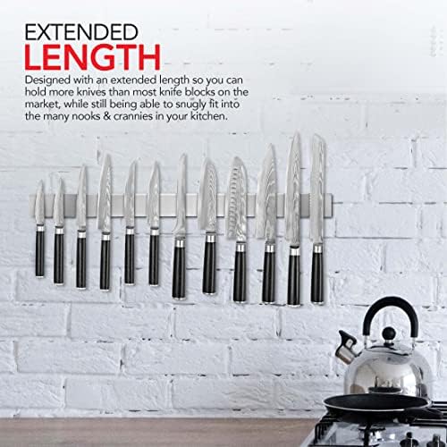 Modern Innovations Magnetic Knife Holder for Wall and Fridge - 24" Knife Magnetic Strip, Magnet Kitchen Knife Holder and Rack, Stainless Steel Magnetic Knife Bar for Kitchen Utensils