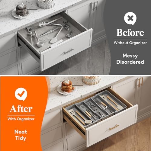 Lifewit Utensil Organizer for Kitchen Drawers, Expandable Utensil Tray