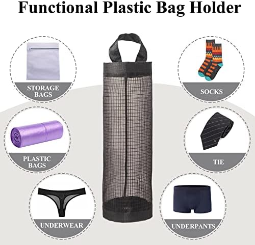 TOGETRUE Plastic Bag Holder, Grocery Bag Holder Mesh Hanging Storage Bag Dispenser (Black 2 Packs)