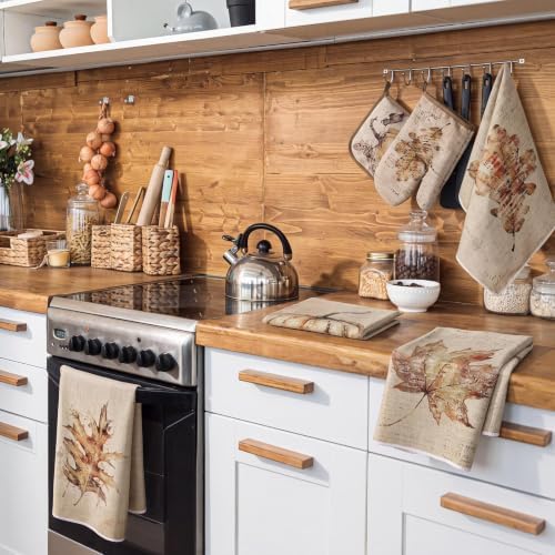 Fanfanwin 10 Pcs Fall Kitchen Decor Set Autumn Rustic Kitchen Rugs