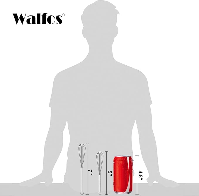 Walfos Mini Whisks Stainless Steel, Small Whisk 2 Pieces, 5in and 7in Tiny Whisk - Image 3