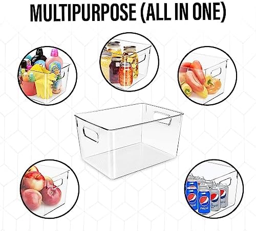 Clear Plastic Storage Bins, Pantry Organizers and Storage, Kitchen Organization and Storage Containers Bins for Organizing, Fridge, Freezer, Bathroom, Pantries, Medicine Cabinet Organizer Bin