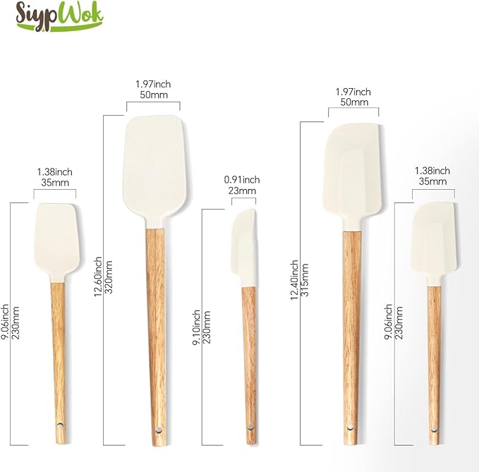 Silicone Spatula Set, Food Grade Rubber Spatula-5 Piece Nonstick Rubber Spatulas - Image 7