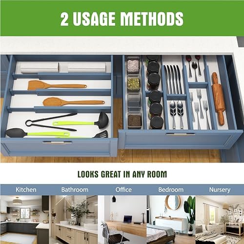 ANTOWIN Expandable Bamboo Drawer Dividers, Fits 17.6-21.6" Drawers