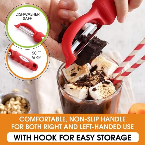 Spring Chef Swivel Vegetable Peeler with Ergonomic Handle, Set of 2, Red