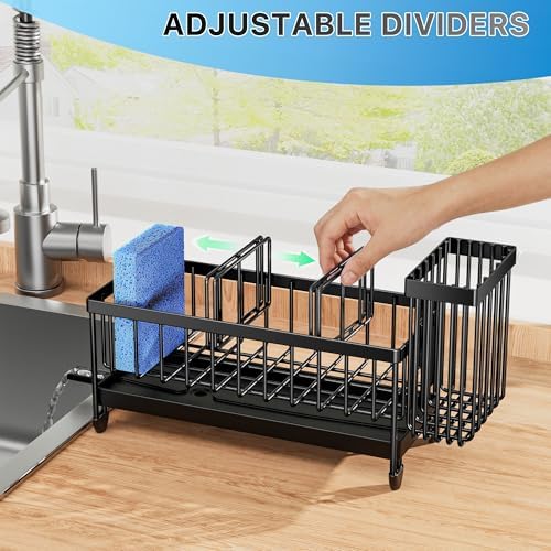 Cisily Sponge Holder for Kitchen Sink, Sink Organizer with Brush Holder