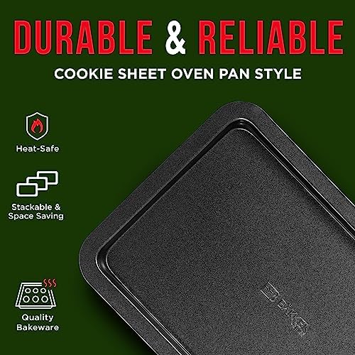 3 Piece Set Nonstick Carbon Steel Oven Bakeware -Professional Quality Kitchen Cooking Baking Trays -PFOA, PFOS, PTFE-Free Small, Medium & Large Baking Sheet Pans