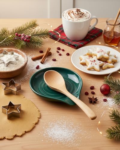 LAUCHUH Spoon Rest for Stove Top, Ceramic Spoon Holder for Kitchen Counter