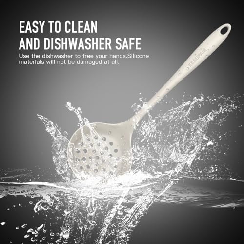 Kitchen Utensils Set - 446°F Heat Resistant Silicone Cooking Utensils Set-Kitchen Tools and Gadgets for Cooking Nonstick Cookware with Tongs,Turner,Spatula,Spoon,Brush,Peeler,Grater,Scissors (Khaki)