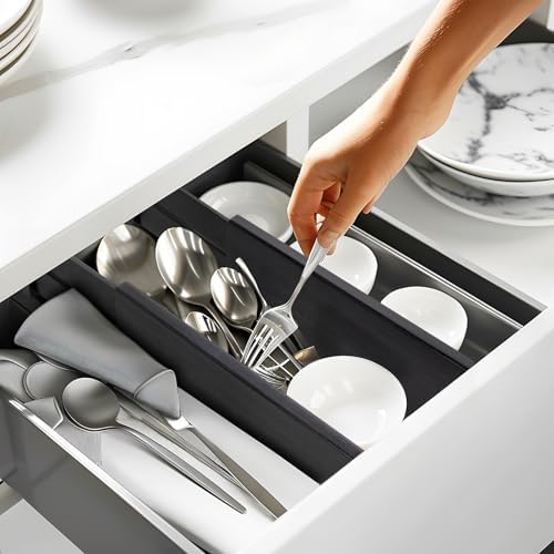 Utoplike Dresser Drawer Dividers, 4" High Black Drawer Organizers Clothes