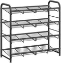 SONGMICS 4-Tier Stackable Metal Shoe Rack, Holds Up to 16 Pairs of Shoes