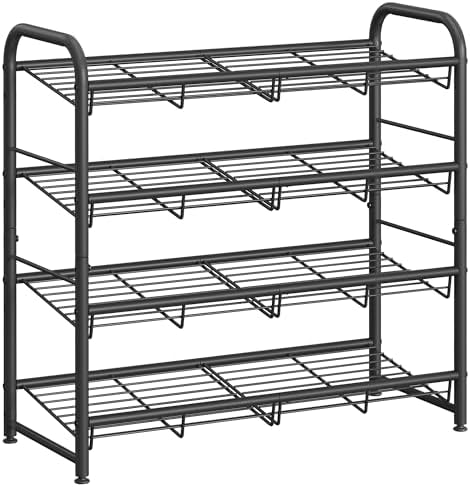SONGMICS 4-Tier Stackable Metal Shoe Rack, Holds Up to 16 Pairs of Shoes