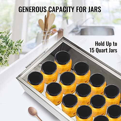 VEVOR 15 Quart Water Bath Canner - Stove Top Canning Pot with 2 Canning Racks, 304 Food Grade Stainless Steel, Flat Bottom Brushed Design, Holds 15 Quart Jars