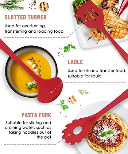 Red Kitchen Utensils Set-12 Pieces Silicone Cooking Utensils Set