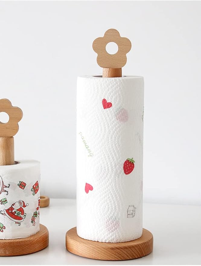 Paper Towel Holder, Wooden Kitchen Roll Stand Organizer Free Standing, - Image 7