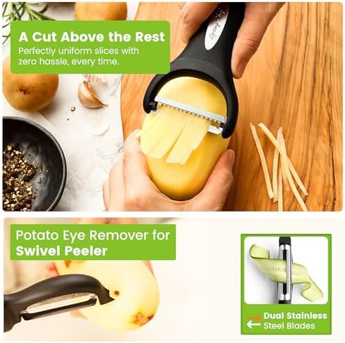 Spring Chef Swivel Potato Peeler & Julienne Vegetable Peeler w/Soft Handle