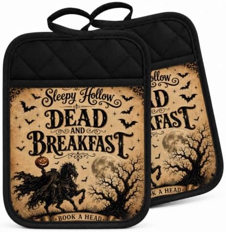 Halloween Headless Horseman Pot Holders for Kitchen 2 Pack Set