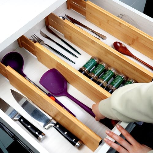 Utoplike Bamboo Drawer Dividers Large, 4" High Kitchen Drawers Organizer