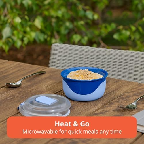 Rubbermaid Pack & Go Microwavable Set With Two 1.35 L Container with Divider Insert and Two 360 mL Round Containers, Leakproof Meal Prep Containers