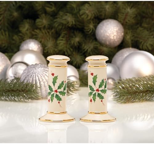 Lenox Holiday Porcelain Christmas Salt and Pepper Shaker Set