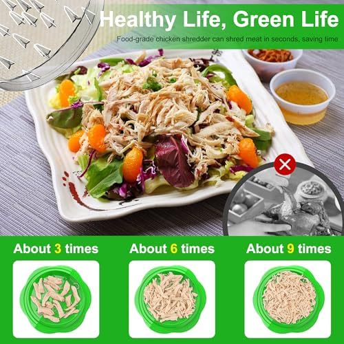 Chicken Shredder Tool Twist Large Meat Shredder with Brush&Fork, Green