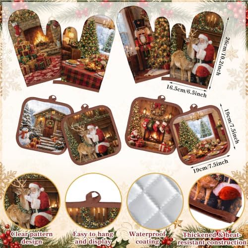 Silifine 12 Pcs Christmas Oven Mitts Pot Holders Kitchen Towels Sets