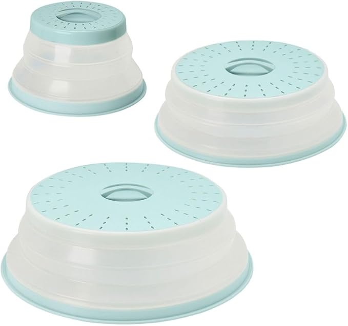 Tovolo 3-Piece Silicone Microwave Splatter Lid Set Blue Haze Small Medium Large by Tovolo