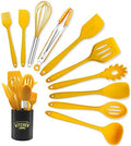 11 PCS Cooking Kitchen Utensils Set, Yellow Silicone Utensils Set