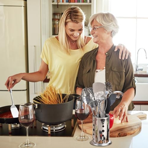 Kitchen Utensils Set, 39 Pieces Stainless Steel Cooking Utensils Set, Spoon Spatula Set with Sturdy Stainless Steel Utensil Holder, Dishwasher Safe