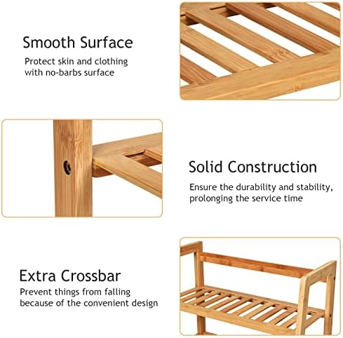 COSTWAY 4-Tier Ladder Shelf, Bamboo Plant Stand Rack