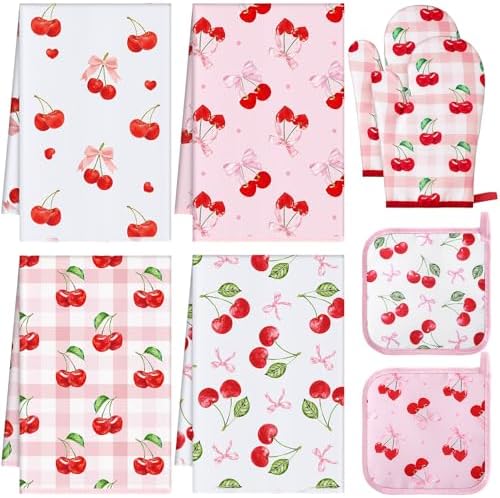 FoldTier 8 Pcs Cherry Kitchen Decoration Set for Cooking Baking