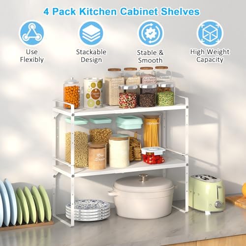 15.5 to 25.5 Inch Kitchen Cabinet Shelf Organizers，Kitchen Shelf Organizer