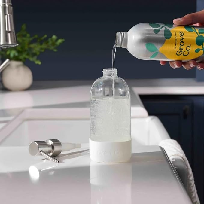 Grove Co. Dish Soap Refill, 1 x 16 fl oz Refill, Apple & Pear Blossom | Plastic-Free; Removes Stuck on Food; USDA Biobased; 98% plant-based ingredients; Natural Fragrance