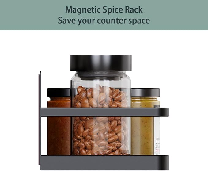 Magnetic Spice Rack Organizer Single Tier Refrigerator Spice Storage Shelf - Image 2