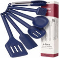 Kitchen Utensils Set 6 PCS,Silicone Cooking Utensils Set Spatula Set,446℉ Heat Resistant Cooking Utensils,Tongs,Spoon,BPA Free Kitchen Gadgets Appliances for Non-Stick Cookware,Home Essential(BLUE-6P)