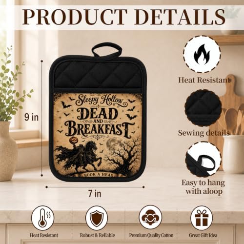 Halloween Headless Horseman Pot Holders for Kitchen 2 Pack Set
