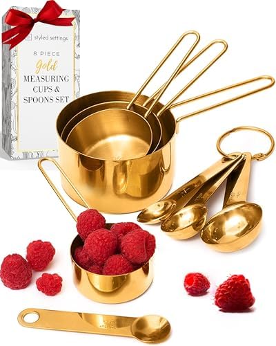 Styled Settings Gold Measuring Cups and Spoons Set, 8-Piece