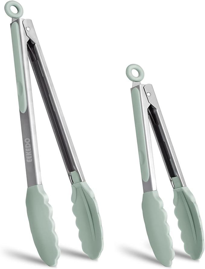 Tongs for Cooking, 600ºF High Heat-Resistant Stainless Steel Kitchen Tongs by EEKEDO