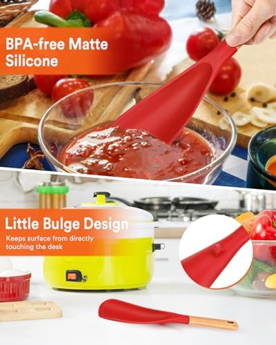 Badiano Silicone Cooking Spoon for Nonstick Cookwares, Multi-function,11.4"